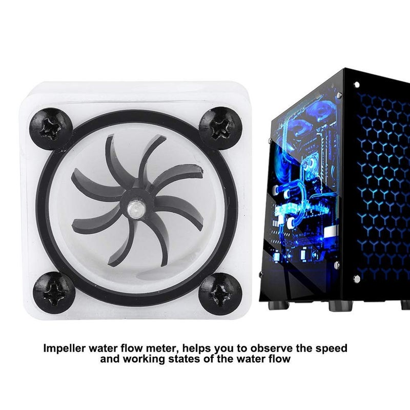 fosa G1/4 Thread Revolving Speed Water Cooling POM Acrylic Material Impeller Water Meter Indicator with Silicone Sealing Ring, for PC Water Cooling System(2 Way) - Image 3
